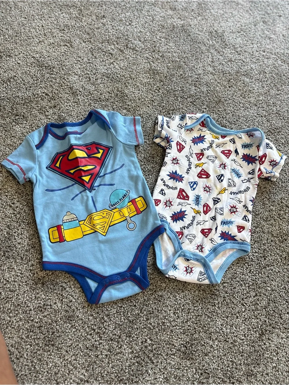 DC Comics Superman Infant Onesie Duo - Light Blue & White NWOT